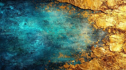    A golden-blue canvas with a blue-gold backdrop and a gold leaf on its left side