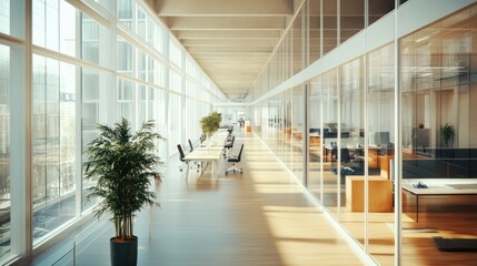 Poster - Modern Office Interior with Glass Walls and Natural Light