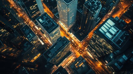 Sticker - A city skyline at night with a crosswalk in the middle