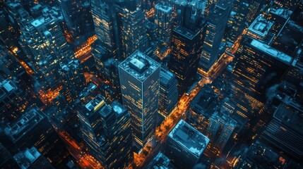 Wall Mural - Aerial View of a City at Night