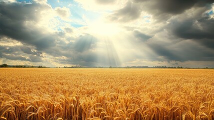 Sticker - Golden Wheat Field Under Dramatic Sky