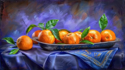 Wall Mural - oranges on an elegant plate