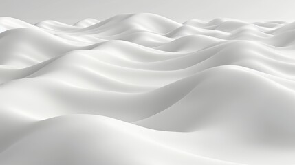 Wall Mural - Abstract White Minimalist Curve Waves Background With Depth Of Field, Minimal 3D Illustration