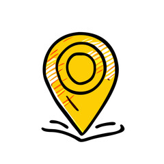 Wall Mural - yellow map pin with black outlines