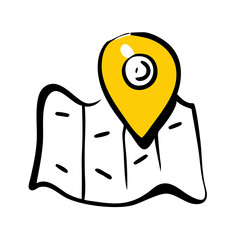 Wall Mural - yellow map pin with black outlines
