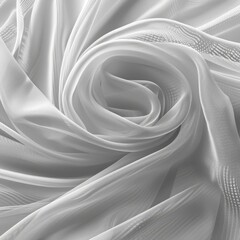 Wall Mural - Abstract Background Of White Transparent Silk Fabric. Stunning Fluttering Drapery, Wavy Soft Texture