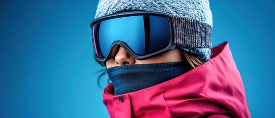 Close-Up of Skier in Winter Gear with Reflective Goggles