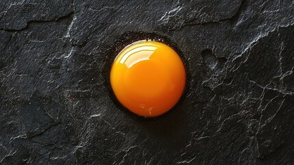 Poster -   An orange egg on a black stone with a small crack