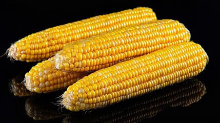 Sticker -   Corn on black surface with reflection