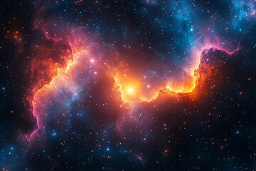 Wall Mural - colorful cosmic nebula with bright star formation in deep space
