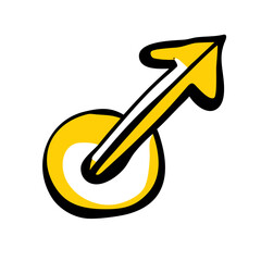 Wall Mural - a vibrant yellow arrow points