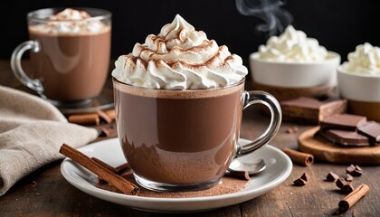 Delicious Hot Chocolate with Whipped Cream  Food Photography