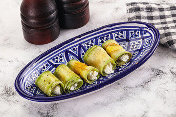 Wall Mural - Zucchini roll with cream cheese