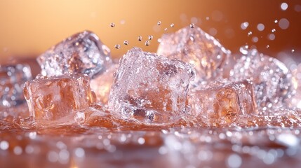 Poster - Ice Cubes Splashing in Water