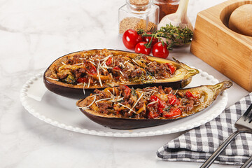 Wall Mural - Baked eggplant with minced meat