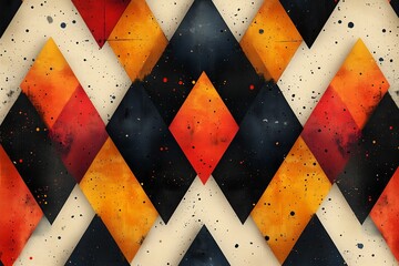 Sticker - Geometric pattern with warm colors and dark accents on textured background