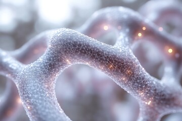 Poster - Abstract 3D rendering of a DNA molecule with glowing particles