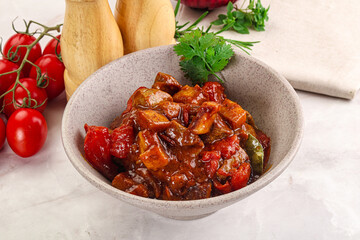 Canvas Print - Pork with vegetables and oyster sauce