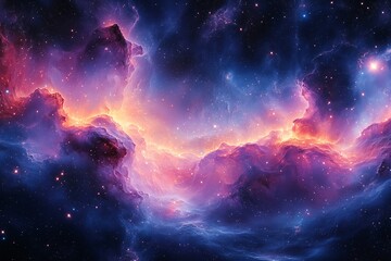 Wall Mural - vibrant cosmic nebula illuminated by stars in deep space