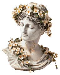 Wall Mural - PNG Classical bust adorned with flowers