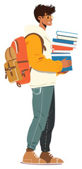 Poster - PNG  Student carrying books illustration