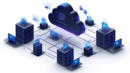 Sticker - Cloud Computing Network Illustration