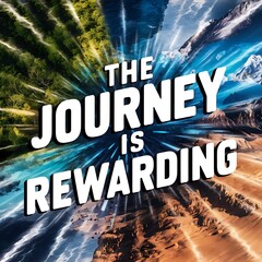 Wall Mural - The journey is rewarding (T-shirt Design Motivational Quote, Illustartion,Typography,Banner,Poster)