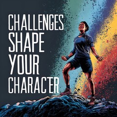 Wall Mural - Challenges shape your character (T-shirt Design Motivational Quote, Illustartion,Typography,Banner,Poster)