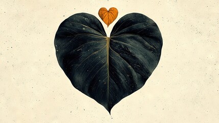 Sticker -   A heart-shaped leaf with an orange in its center sits atop it