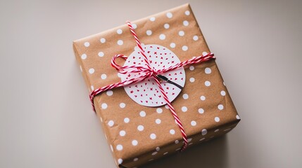 Sticker -   A gift wrapped in polka dots and stripes