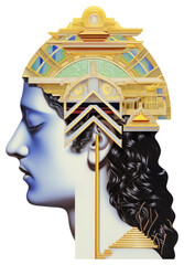 Wall Mural - PNG Surreal profile with architectural elements