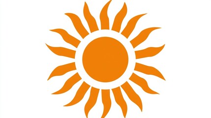 Wall Mural -   An orange and white photo of a sun centered on a white background