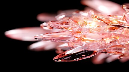 Wall Mural -   A macro shot of a flower-shaped object with numerous tiny shards of glass embedded within it, set against a dark backdrop