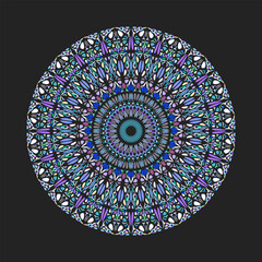 Poster - Colorful floral ornament mandala art - abstract ornamental geometrical ornate vector graphic design