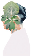 Sticker - PNG Surreal botanical human head art