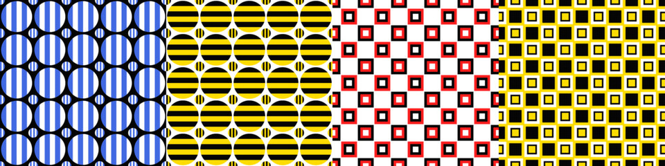 Poster - Seamless geometric threetone pattern set