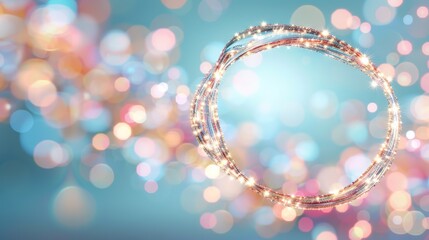 Wall Mural -   Close-up of a circle of lights on a blue and pink bokeh background