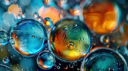 Wall Mural -   A close-up of water droplets on a window pane with a blue sky in the background