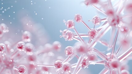 Wall Mural -   A macro photograph of flowers, featuring droplets of water on their petals