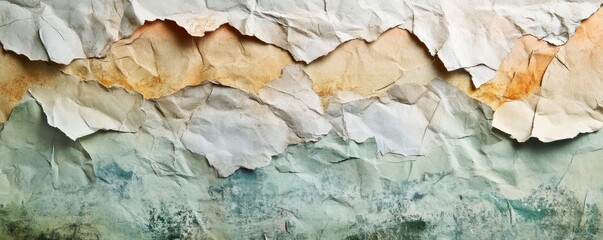 Wall Mural - Abstract textured background with various shades of crumpled paper forming a layered and colorful artistic composition.