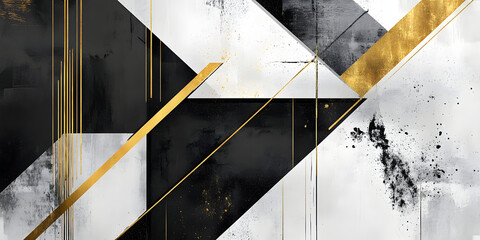 Wall Mural - geometric black and white background. luxurious textured background of black and white slabs and gol
