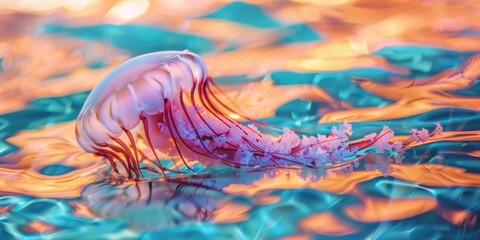 Canvas Print - Jellyfish floating in the ocean