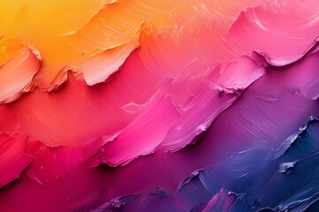 Poster - Colorful abstract painting with vibrant layers of orange, pink, and purple in a blending gradient