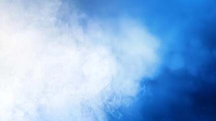Poster - White smoke is fading into a bright blue background, creating an abstract and ethereal effect. This image could be used to evoke feelings of peace, tranquility, or mystery