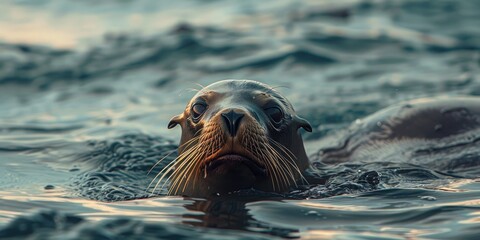 Wall Mural - Sea Lion Poking its Head from the Water