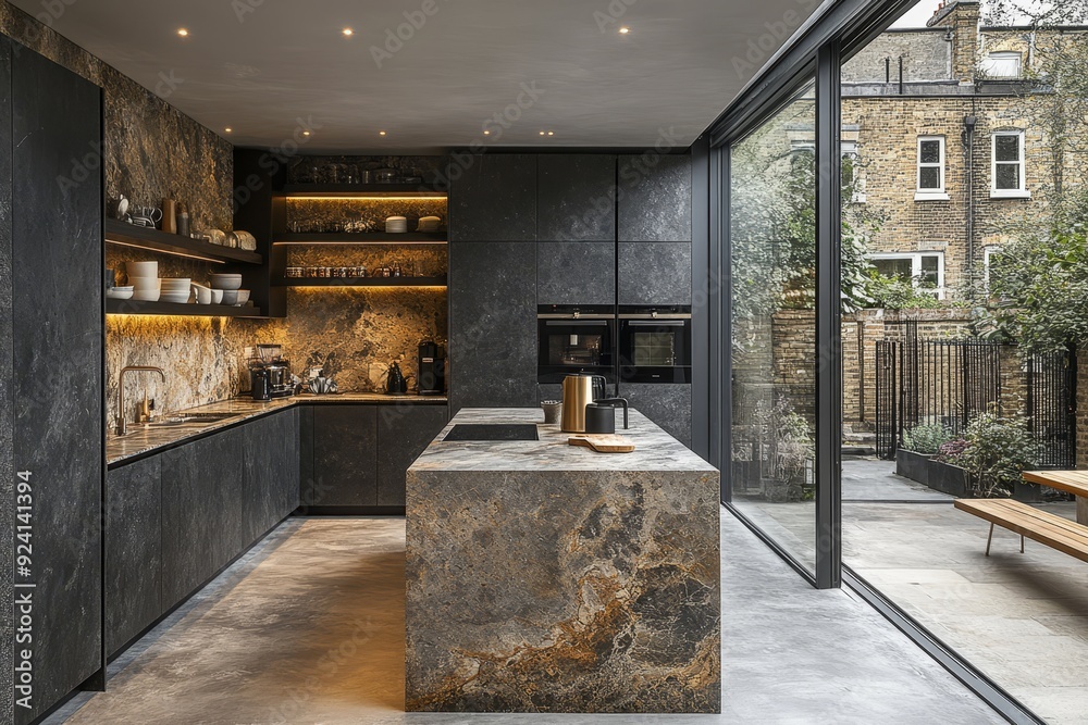 Sleek minimalist kitchen with modern design and natural light in a ...