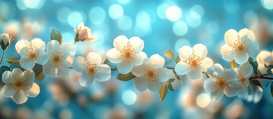 Canvas Print - White Blossoms Against Blue Sky