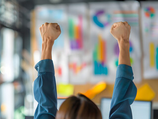 Wall Mural - Individual confidently showcases product and engages audience during interactive demonstration for marketing success.