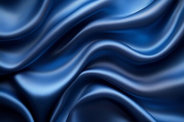 Sticker - Deep blue silk fabric draped elegantly on a surface, showcasing its smooth texture and rich color