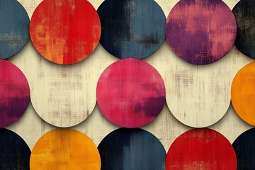 Poster - colorful circular patterns on a textured wall create an abstract design